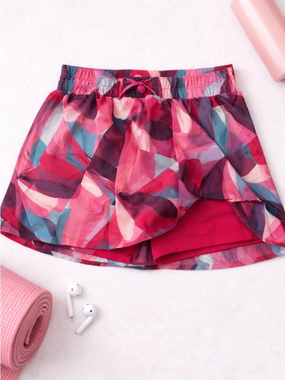 Sincerely Jules Athletic Skirt Skort Pink Print Built-In Shorts Small